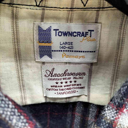 タウンクラフト TOWNCRAFT 別注 オープンカラー チェック ウールシャツ メンズ JPN:L